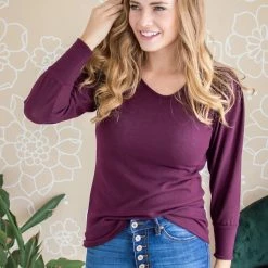 Rogue Society Apparel® LONG SLEEVES Date Night Top | Deep Plum