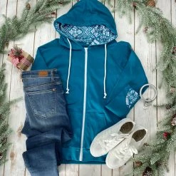 Michelle Mae LONG SLEEVES Classic FullZip - Winter Snowflake