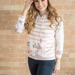 Rogue Society Apparel® Floral And Striped Pullover Hoodie