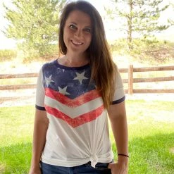 Little Bear Boutique Stars And Stripes Chevron Tee SHORT SLEEVES