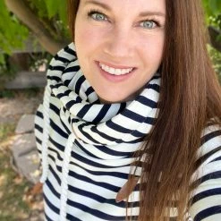 Little Bear Boutique Wanakome Artemis- Navy And Ivory Stripes LONG SLEEVES