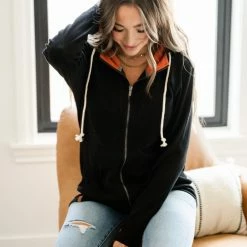 Ampersand Avenue FullZip- R.I.P. Out LONG SLEEVES