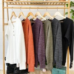 Michelle Mae LONG SLEEVES Brittney Button Sweater - Black