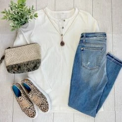 Michelle Mae Harper Long Sleeve Henley - White LONG SLEEVES