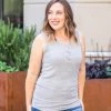 Michelle Mae Addison Henley Tank - Light Grey SHORT SLEEVES