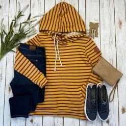 Michelle Mae Ashley Hoodie - Purple And Gold Stripes