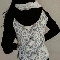 Ampersand Avenue LONG SLEEVES Lace Accent Doublehood- Black