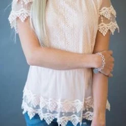 Ampersand Avenue Blush Lace Top