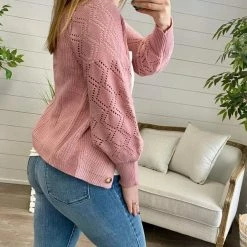 Michelle Mae LONG SLEEVES Beverly Button Cardigan - Mauve