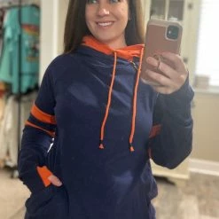 Ampersand Avenue LONG SLEEVES Navy And Orange Doublehood