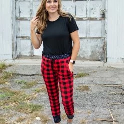 Rogue Society Apparel® Buffalo Plaid And Polka Joggers BOTTOMS