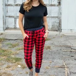 Rogue Society Apparel® Buffalo Plaid And Polka Joggers BOTTOMS