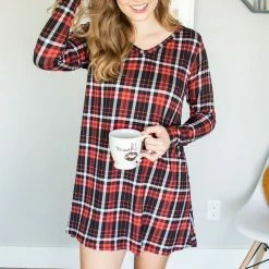 Rogue Society Apparel® Lounge Dress | Back And Red Plaid