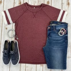 Best reviews of ๐ฅ Michelle Mae Kylie Track Tee - Burgundy And White ๐ 14 Michelle Mae Kylie Track Tee - Burgundy And White