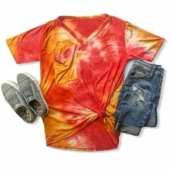 Rogue Society Apparel® SHORT SLEEVES Sunrise Tie Dye Slouchy Pocket Tee