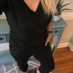 Rogue Society Apparel® SHORT SLEEVES Black V-neck Jumper