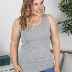 Michelle Mae SHORT SLEEVES Ava Tank- Light Grey