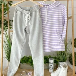 Michelle Mae Vintage Wash Joggers - Grey BOTTOMS