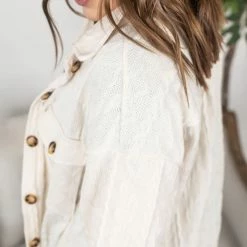 Michelle Mae Cable Knit Jacket - Ivory