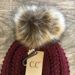 Little Bear Boutique Fleece Lined C.C Beanie With Pom ACCESSORIES