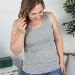 Michelle Mae SHORT SLEEVES Ava Tank- Light Grey