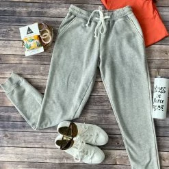 Michelle Mae Vintage Wash Joggers - Grey BOTTOMS