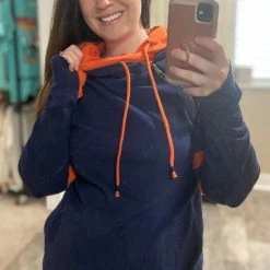 Ampersand Avenue LONG SLEEVES Navy And Orange Doublehood