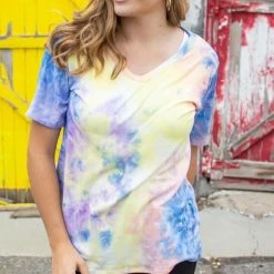 Rogue Society Apparel® In Your Dreams V-Neck Tee | Tie Dye At Dusk SHORT SLEEVES
