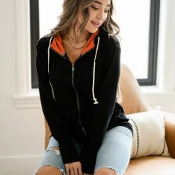 Ampersand Avenue FullZip- R.I.P. Out LONG SLEEVES