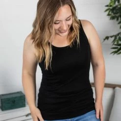 Michelle Mae Ava Tank- Black SHORT SLEEVES