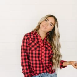 Ampersand Avenue Buffalo Plaid Popover LONG SLEEVES