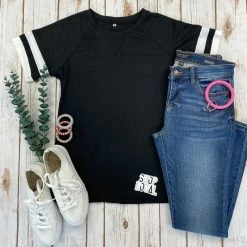 Michelle Mae Kylie Track Tee - Black And White