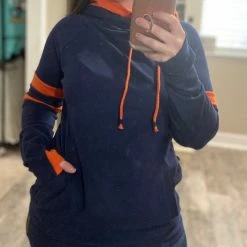 Ampersand Avenue LONG SLEEVES Navy And Orange Doublehood