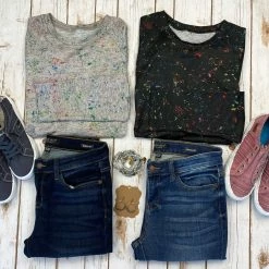 Michelle Mae LONG SLEEVES Long Sleeve Paint Splatter - Grey