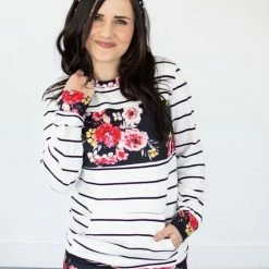 Little Bear Boutique Blossoming Crew Neck LONG SLEEVES