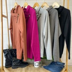 Michelle Mae Classic ZipCowl Sweatshirt - Light Grey LONG SLEEVES