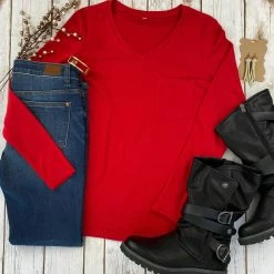 Michelle Mae LONG SLEEVES Hadley Long Sleeve - Red