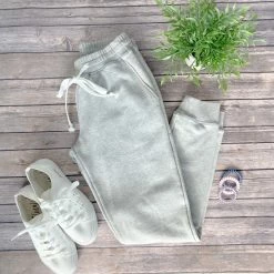 Michelle Mae Vintage Wash Joggers - Grey BOTTOMS