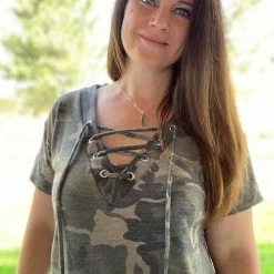 Little Bear Boutique SHORT SLEEVES No Hiding Camo Top