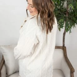 Michelle Mae Cable Knit Jacket - Ivory