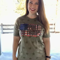 Little Bear Boutique SHORT SLEEVES Support Our Troops- Star