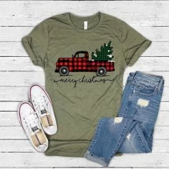 Little Bear Boutique SHORT SLEEVES Hauling The Christmas Tree Tee
