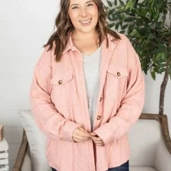 Michelle Mae Cable Knit Jacket - Dusty Rose