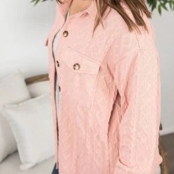 Michelle Mae Cable Knit Jacket - Dusty Rose