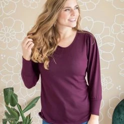 Rogue Society Apparel® LONG SLEEVES Date Night Top | Deep Plum