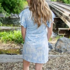 Rogue Society Apparel® Flutter Sleeve Dress | Blue Tie Dye BOTTOMS