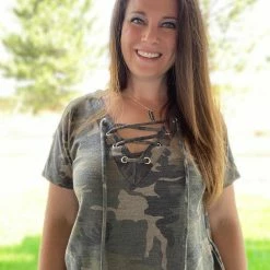 Little Bear Boutique SHORT SLEEVES No Hiding Camo Top