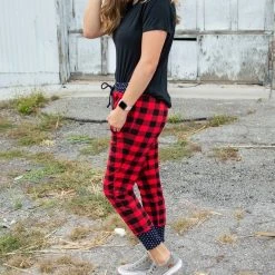 Rogue Society Apparel® Buffalo Plaid And Polka Joggers BOTTOMS