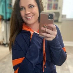 Ampersand Avenue LONG SLEEVES Navy And Orange Doublehood