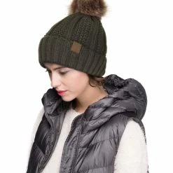 Little Bear Boutique Fleece Lined C.C Beanie With Pom ACCESSORIES